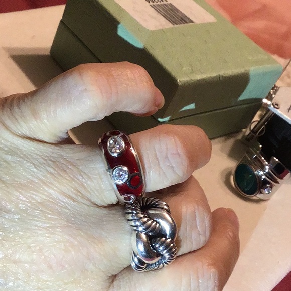 ANGELIQUE DE PARIS WHITE TOPAZ & RESIN RING 925 SS - Picture 6 of 7